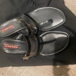 Prada Glossy Black Sandals